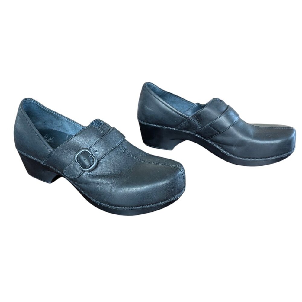 DanskoTamara Black Leather Slip on Buckle Clogs - Size 41 - Picture 3 of 9